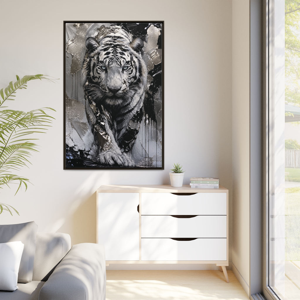High-End Modern White Tiger Metallic Painting
