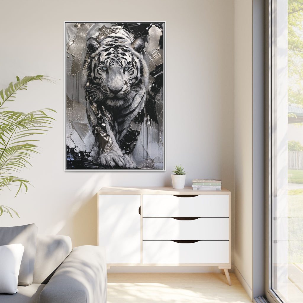High-End Modern White Tiger Metallic Painting