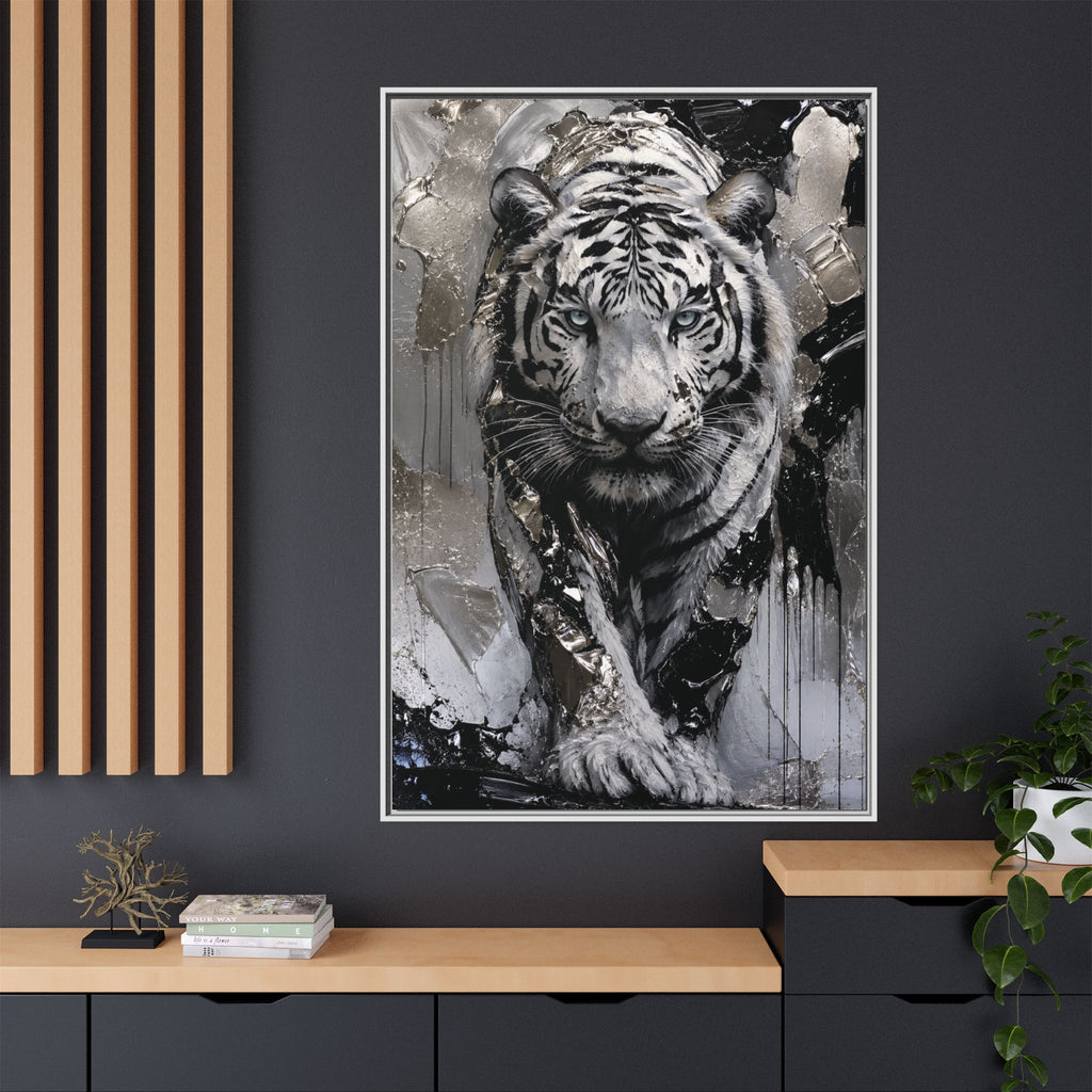 High-End Modern White Tiger Metallic Painting