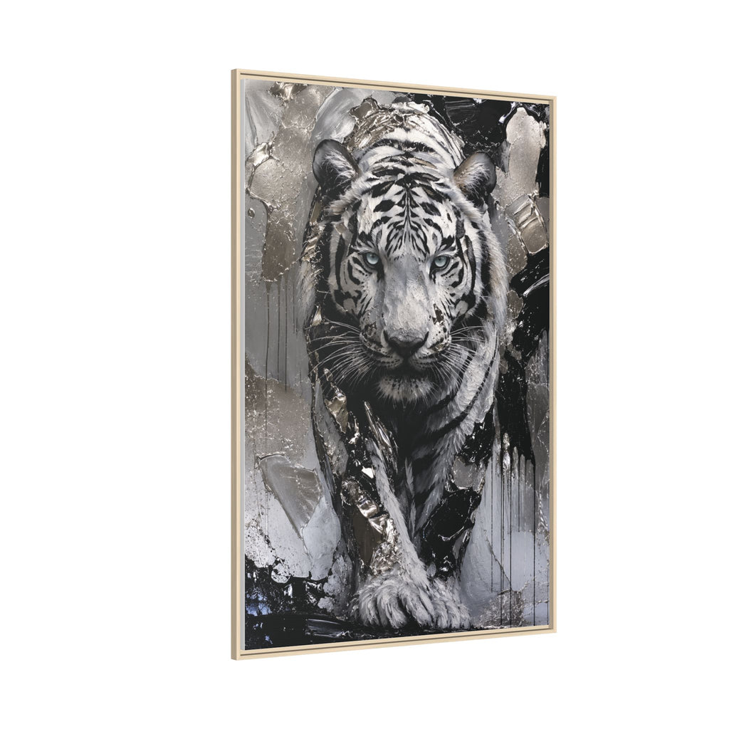 High-End Modern White Tiger Metallic Painting