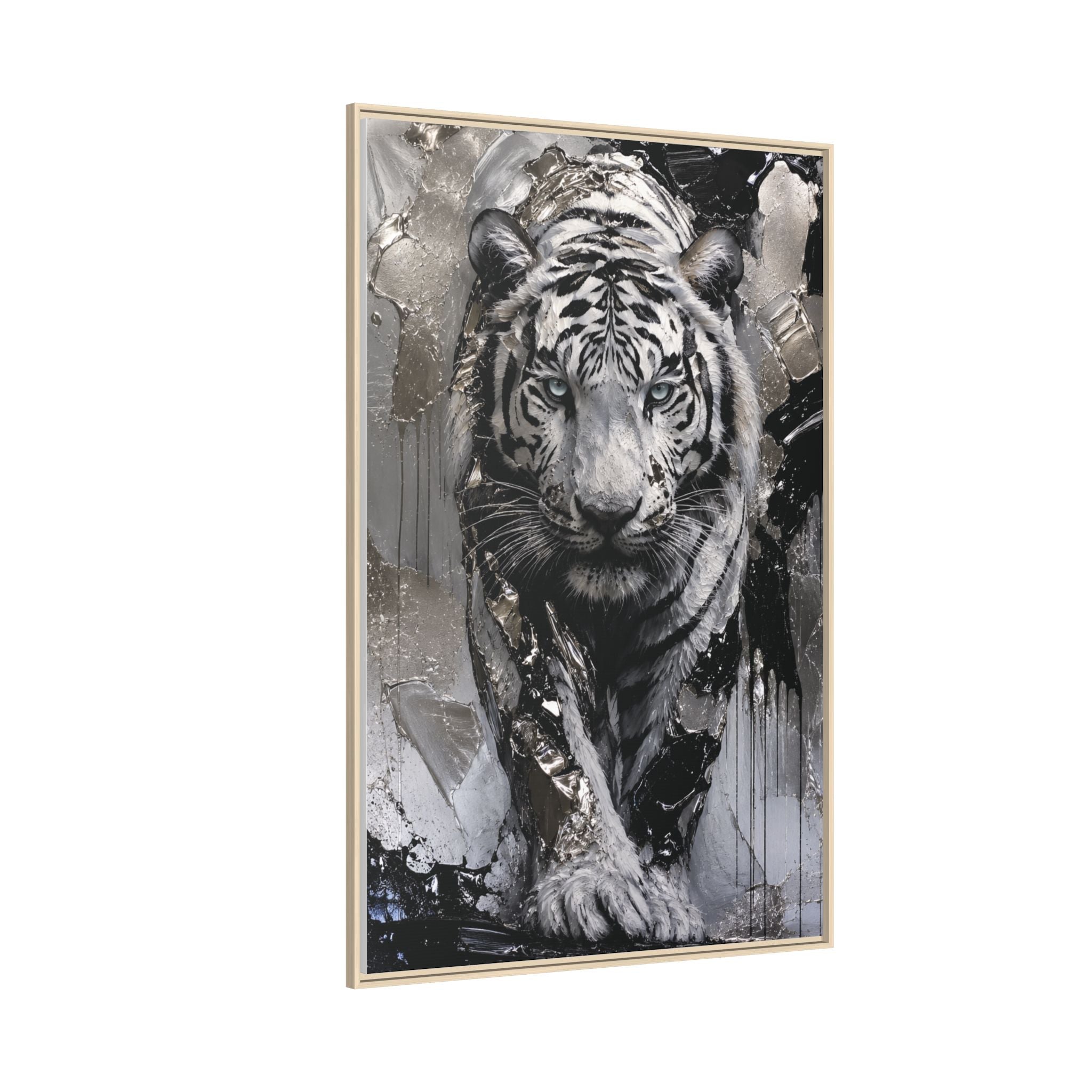 High-End Modern White Tiger Metallic Painting
