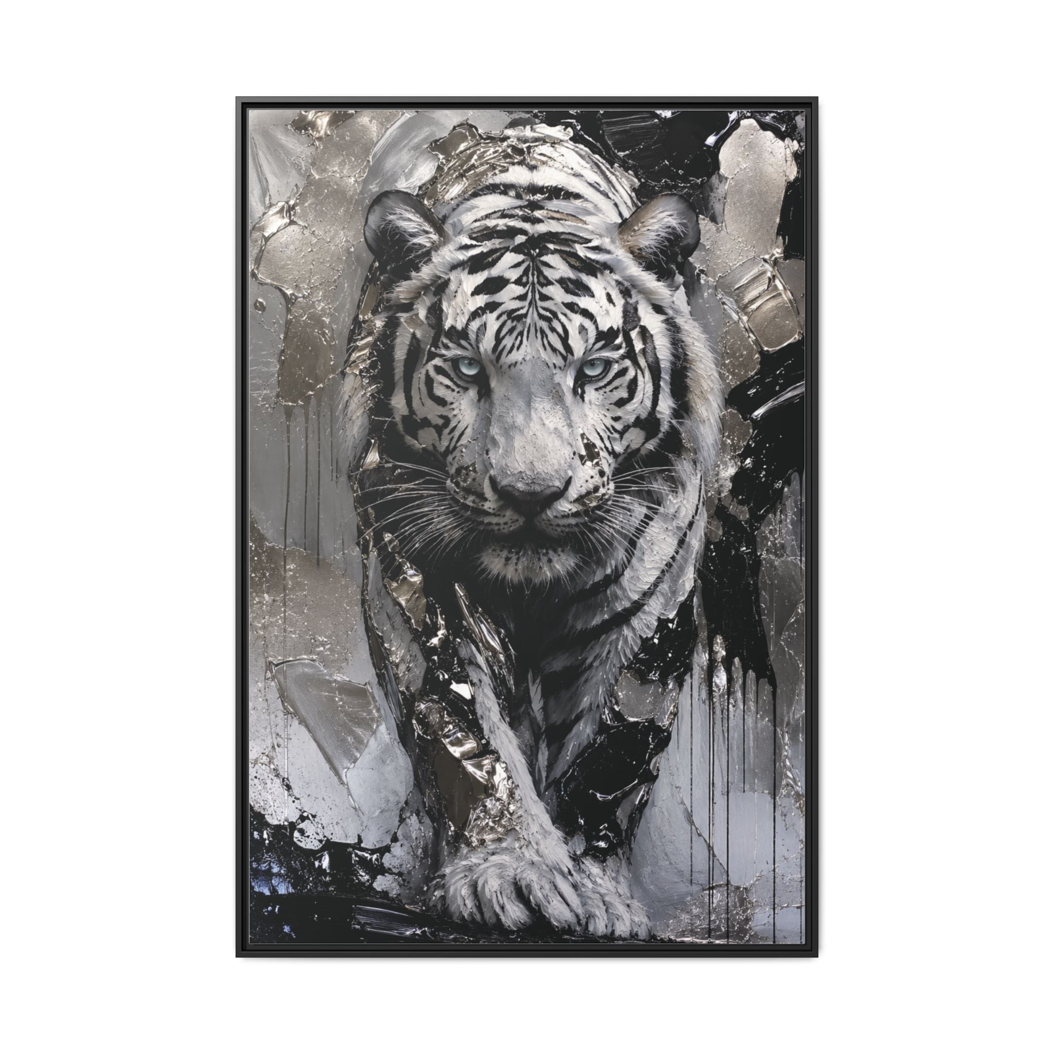 High-End Modern White Tiger Metallic Painting