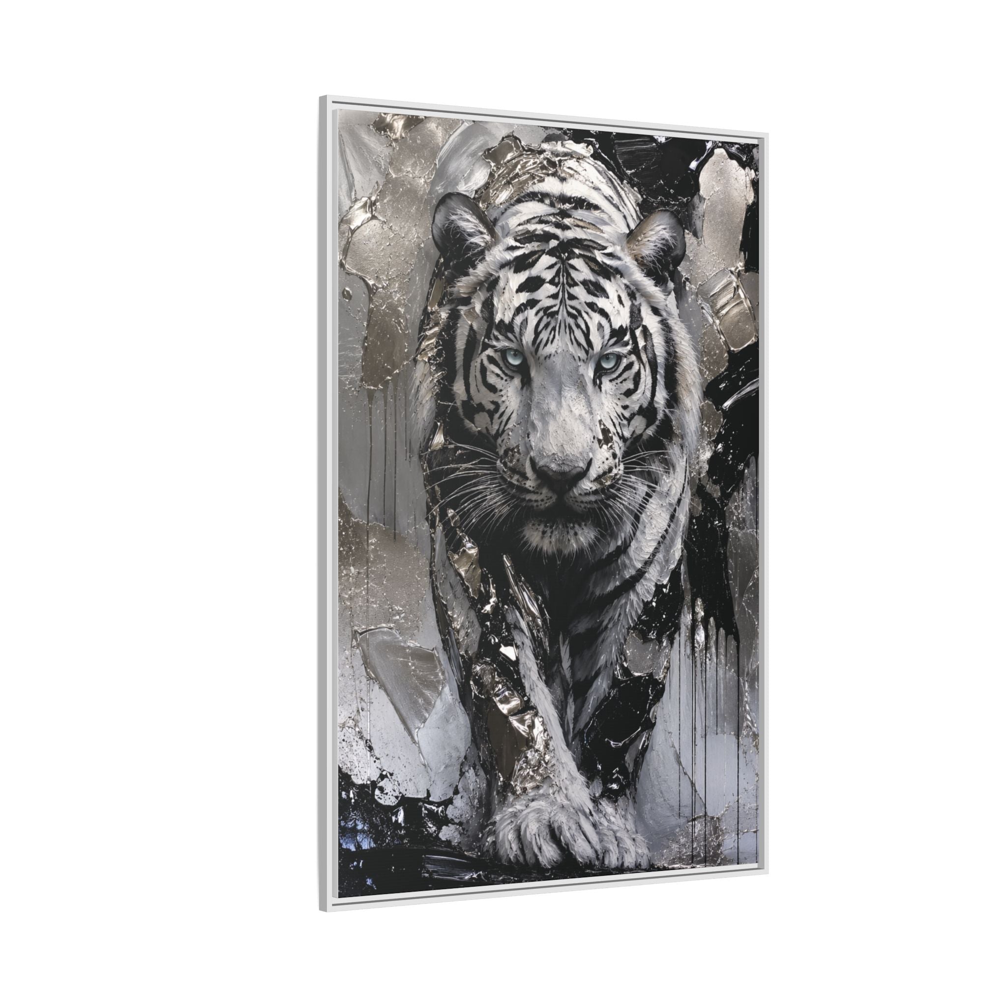High-End Modern White Tiger Metallic Painting