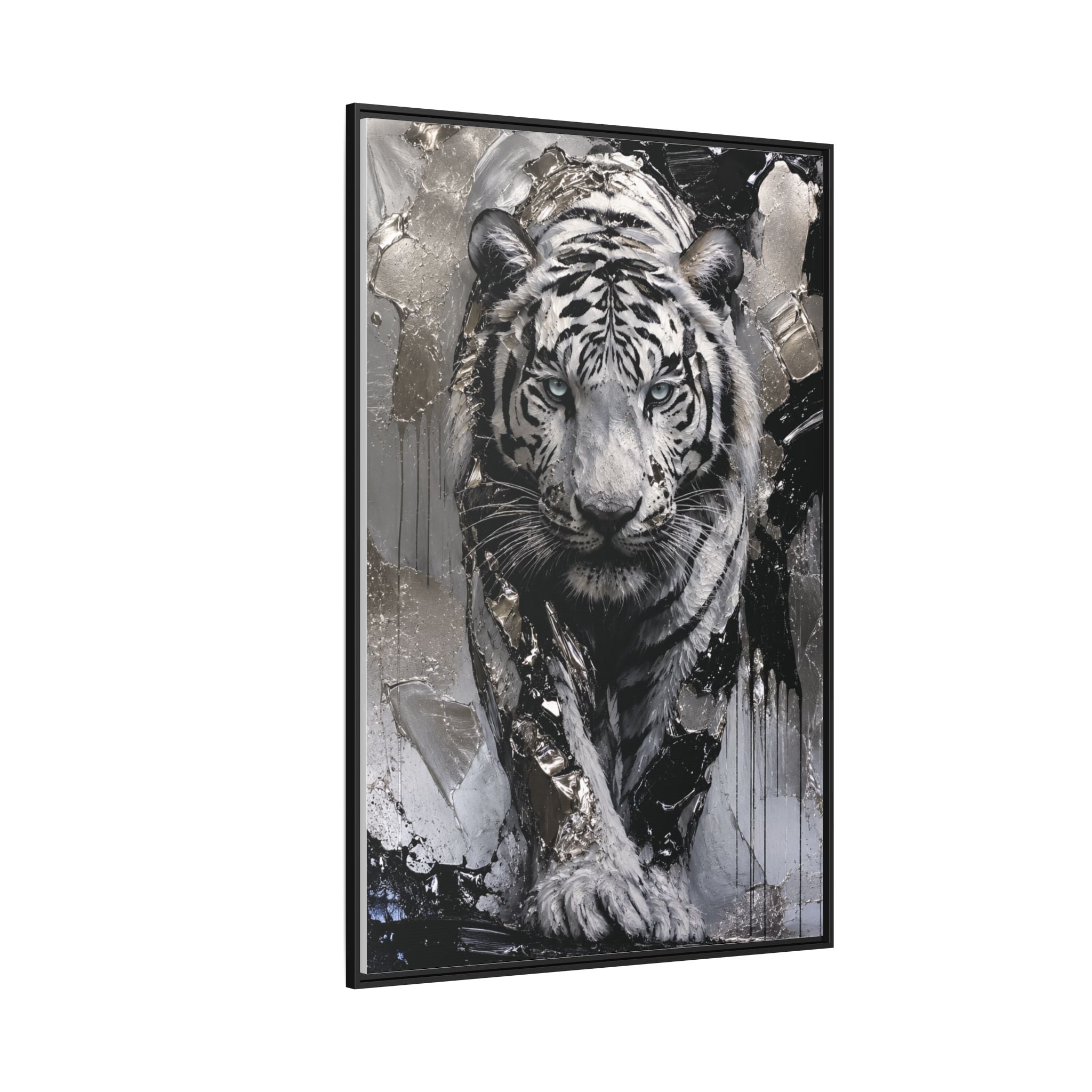 High-End Modern White Tiger Metallic Painting