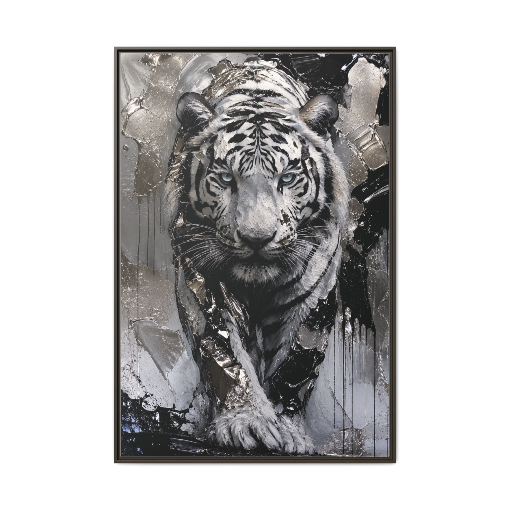 High-End Modern White Tiger Metallic Painting
