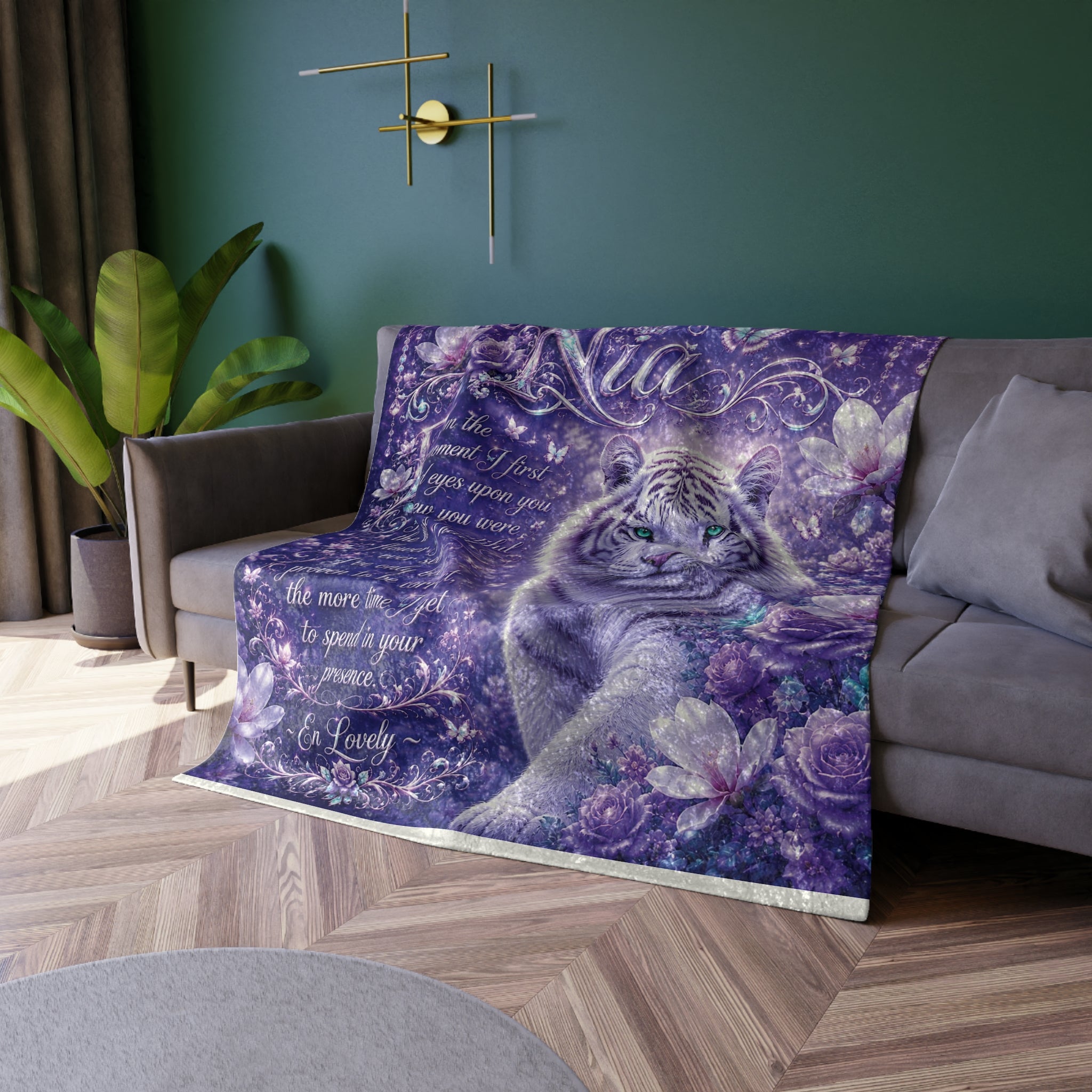 Luxury White Tiger Velvet Blanket