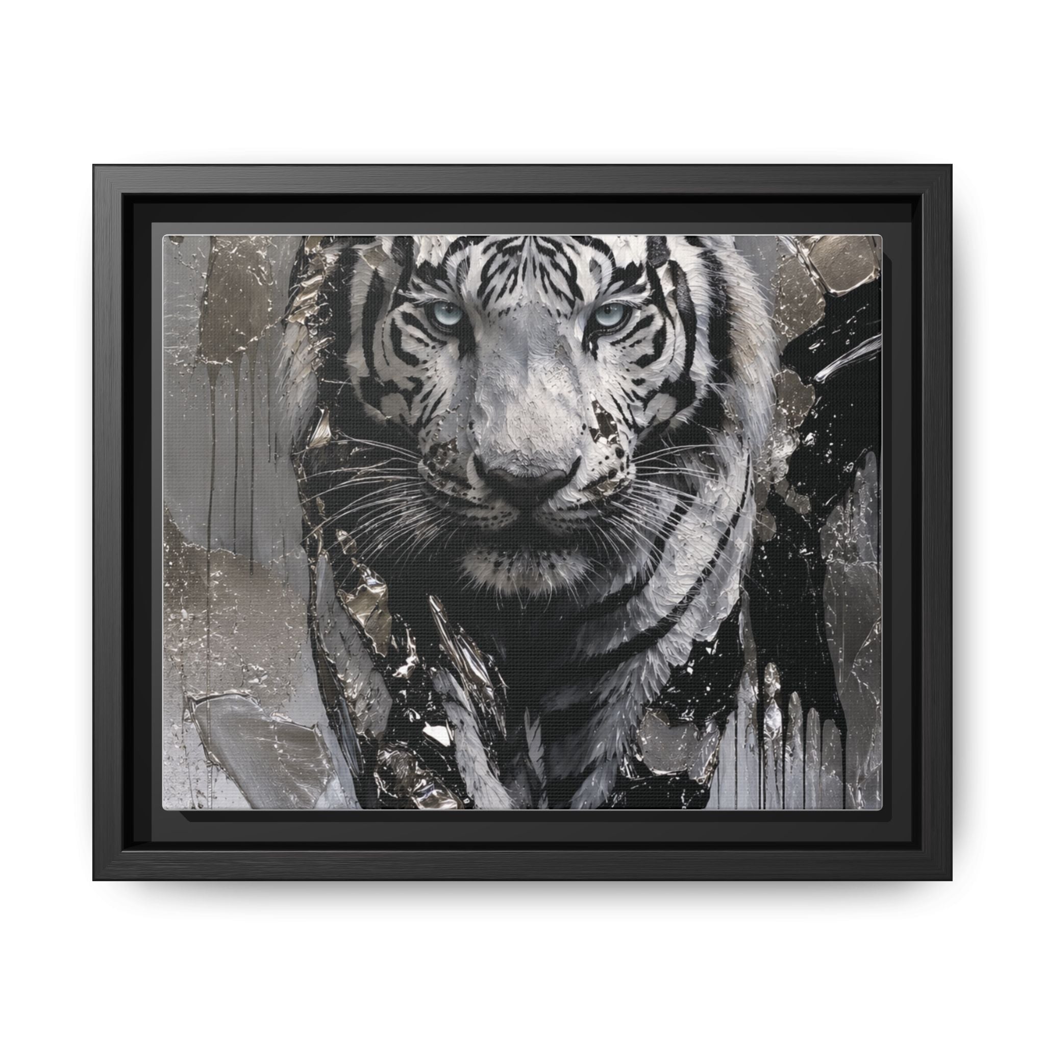 High-End Modern White Tiger Metallic Painting